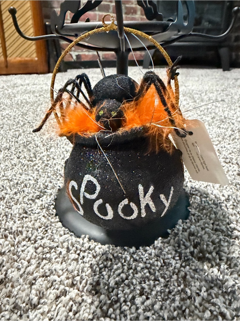 Vintage Pier one Spooky Black & Orange Halloween Cauldron ornament
